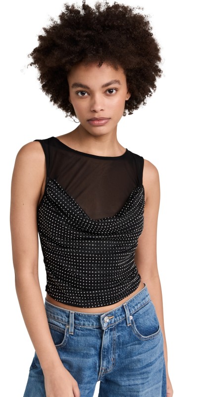 Free People Mirror Ball Top Black