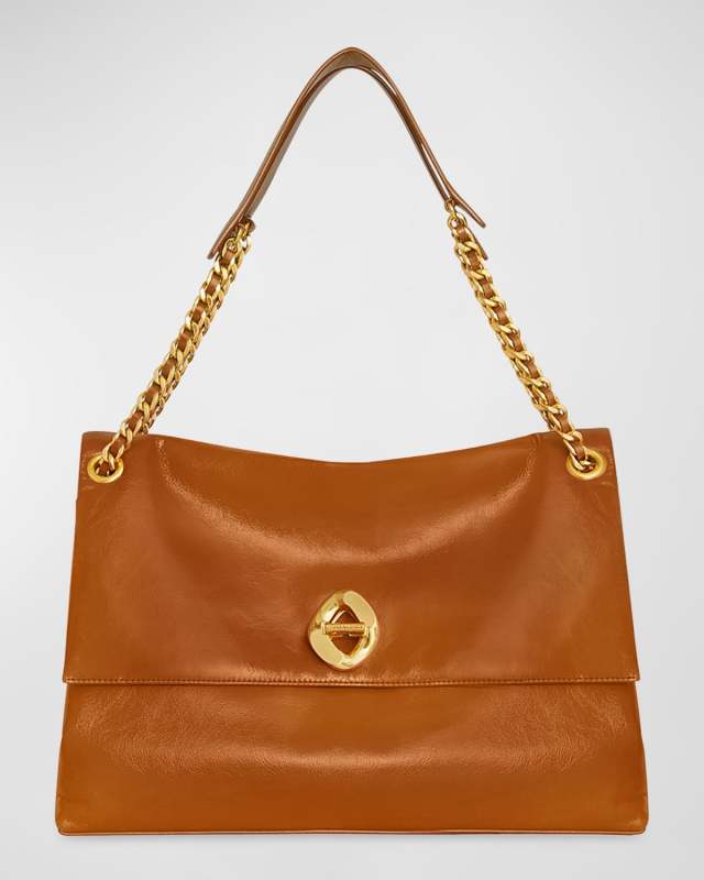 G Large Flap Leather Shoulder Bag