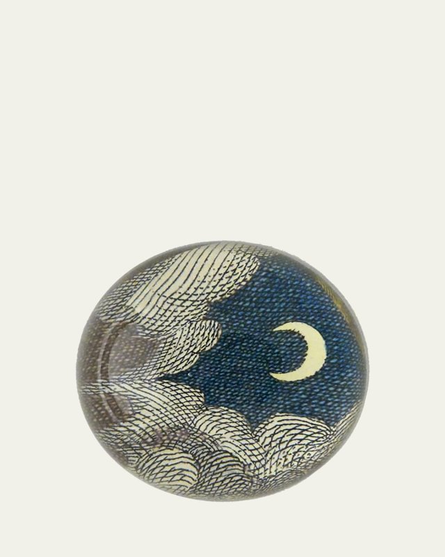 Clouds and Crescent Moon Dome Paperweight