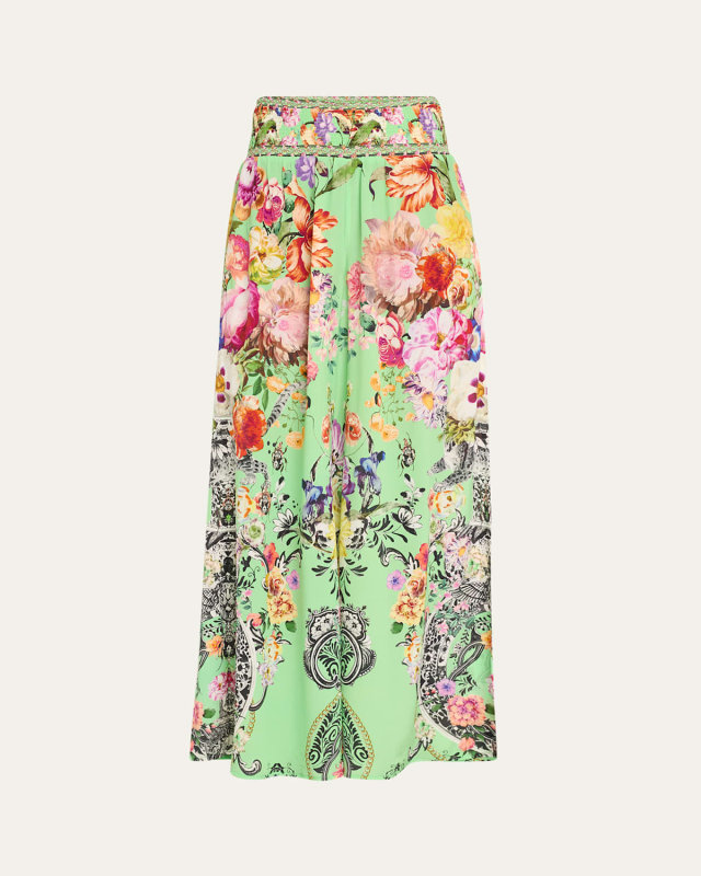 Porcelain Dream Shirred Wide-Leg Pants