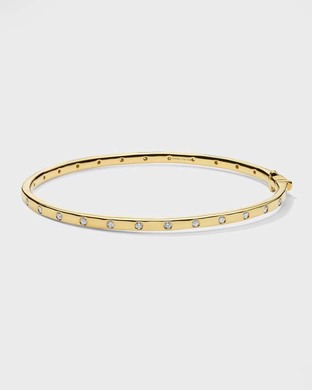 28-Stone Hinged Bangle in 18K Gold with Diamonds