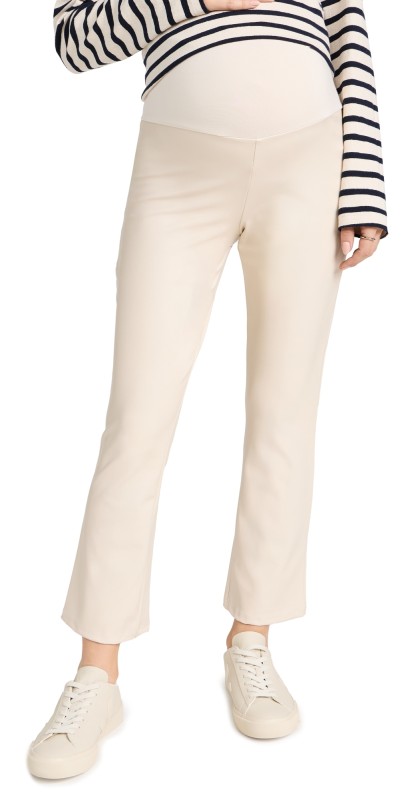 HATCH The Ultimate Vegan Leather Before, During & After Crop Flare Pants Birch