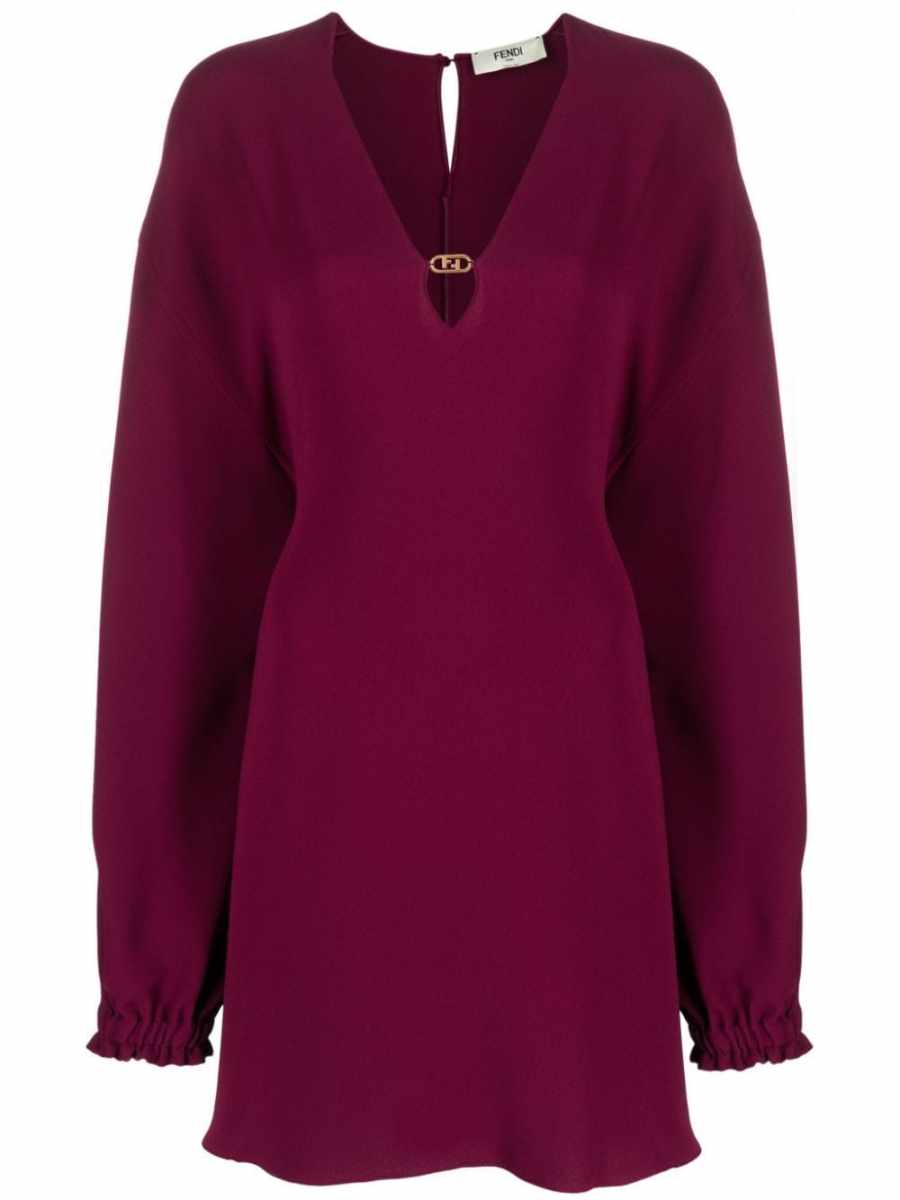Cady logo-plaque silk minidress