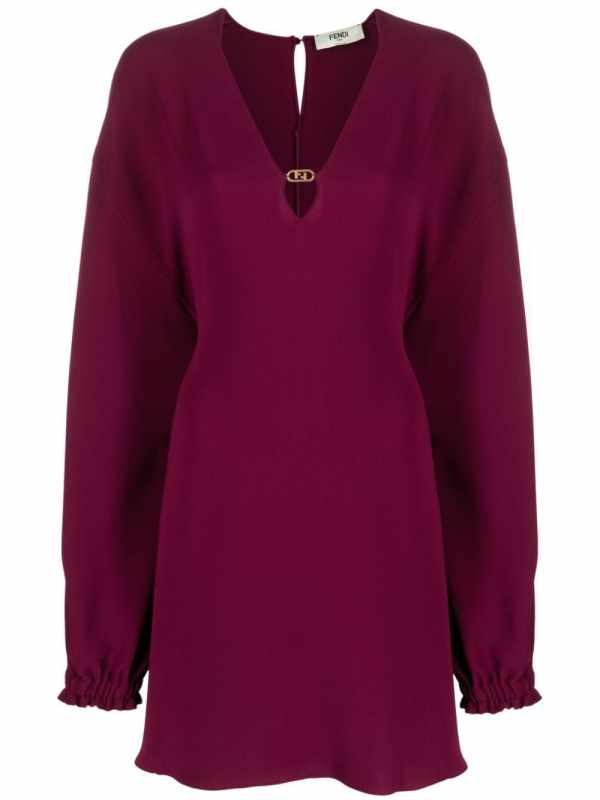 Cady logo-plaque silk minidress