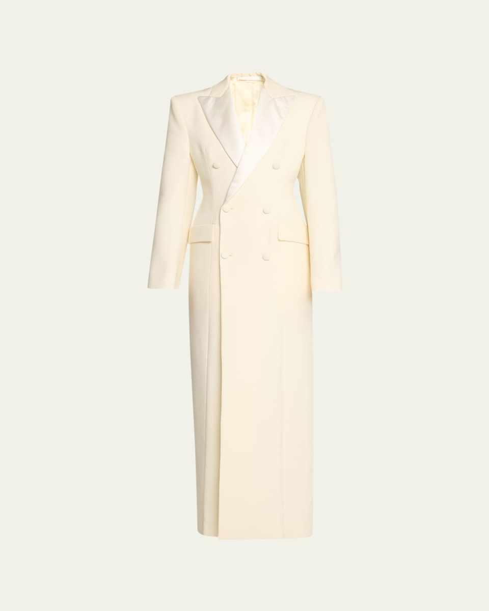 Long Sculpted Wool Coat Dress