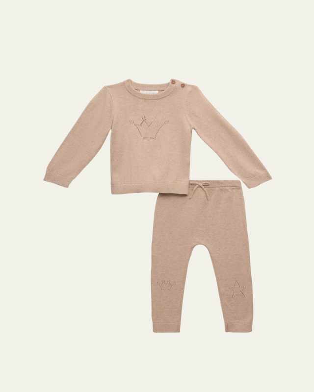Girl's Pointelle Crown Two-Piece Set, Size 3M-2