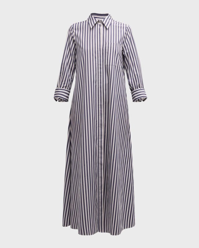 Jenny's Striped Stretch Cotton Poplin Gown