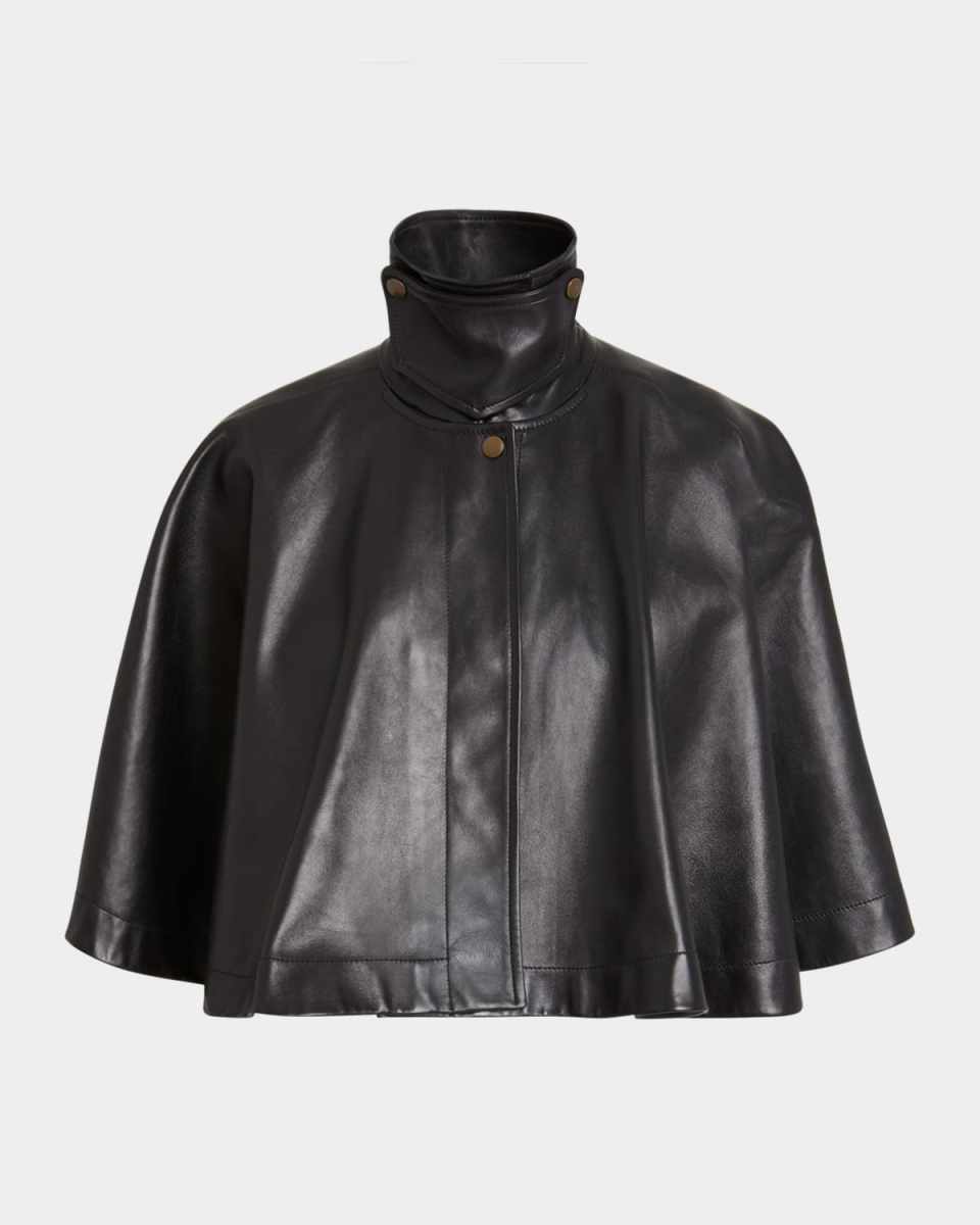 Soft Napa Leather Capelet Jacket