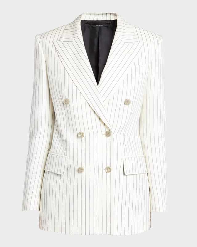 Pinstripe Double-Breasted Blazer Jacket
