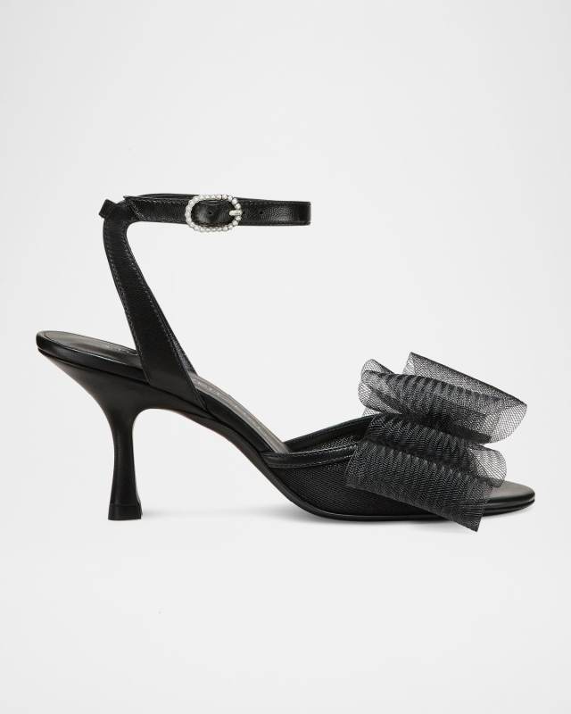Blushing Bow Mesh Ankle-Strap Sandals
