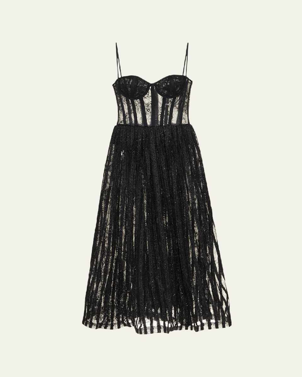 Lurex Tulle Bustier Midi Dress
