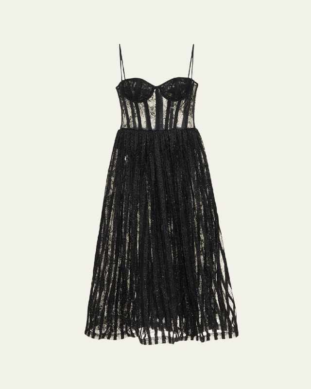 Lurex Tulle Bustier Midi Dress