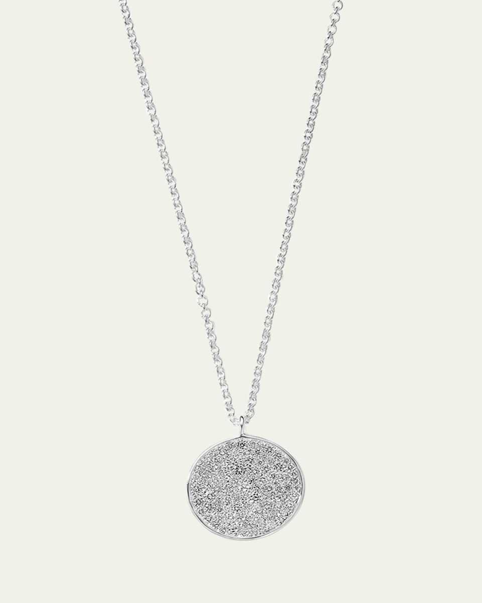 Medium Flower Pendant Necklace in Sterling Silver with Diamonds