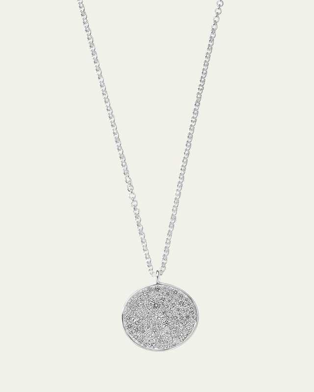 Medium Flower Pendant Necklace in Sterling Silver with Diamonds
