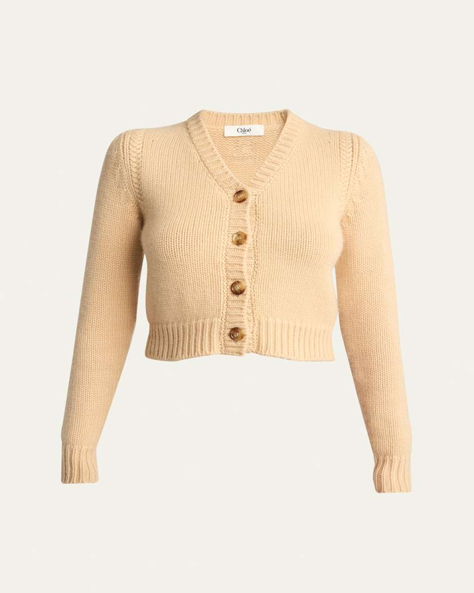 V-Neck Cropped Cashmere Cardigan