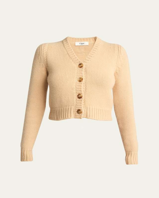 V-Neck Cropped Cashmere Cardigan