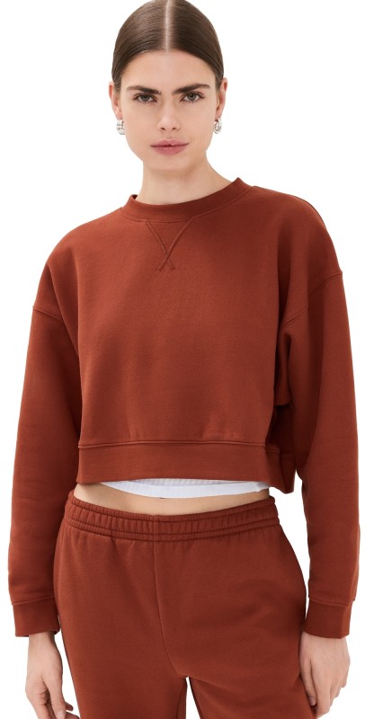 Reformation Grace Cropped Vintage Sweatshirt Fig Jam