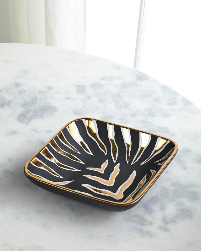 Tiger Striped Square Tray, 6.5"