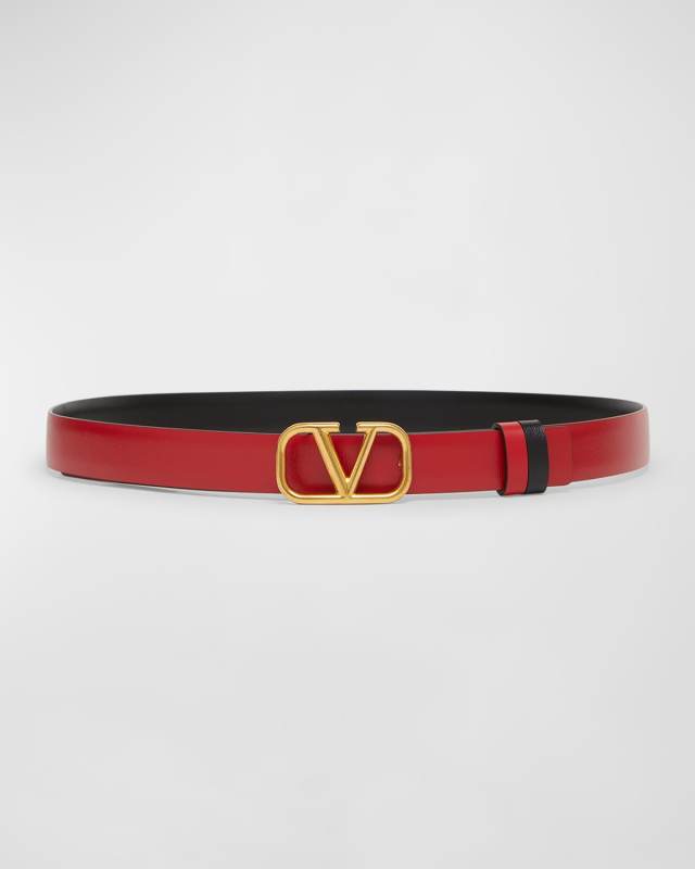 V-Logo Signature Reversible Leather H20 Belt