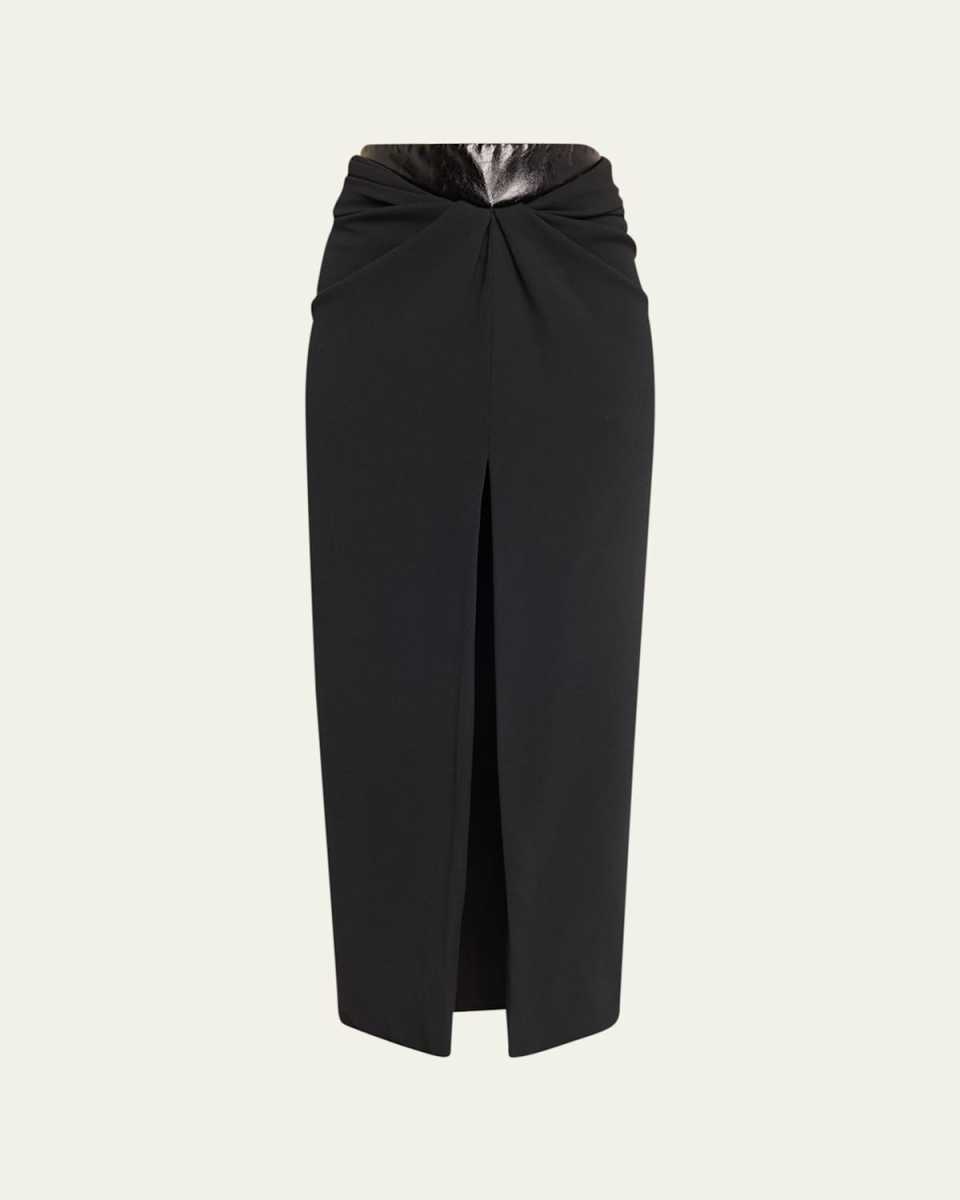 Glazed Leather Gathered Skirt