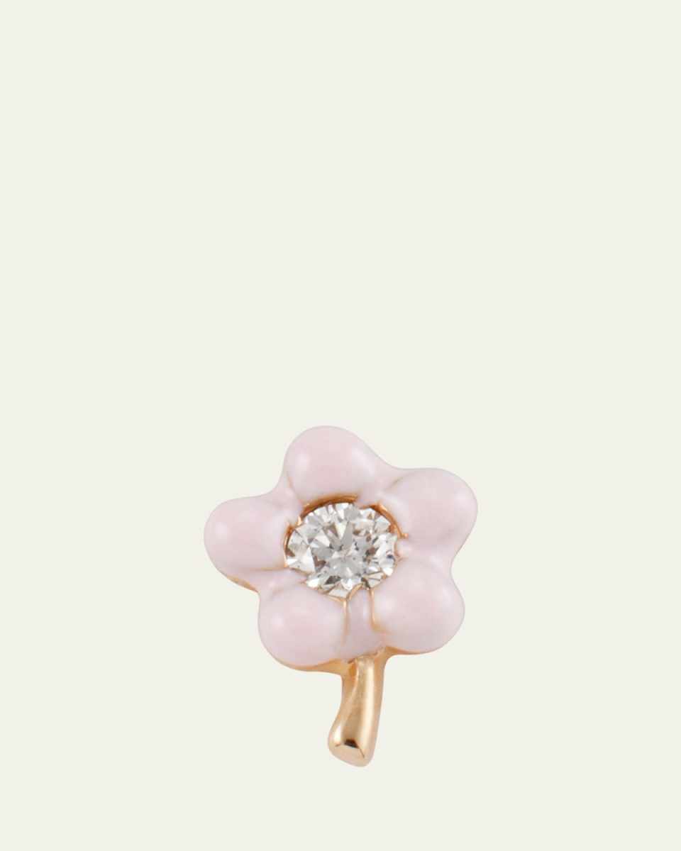14K Yellow Gold Small Flower Stud Earring, Single