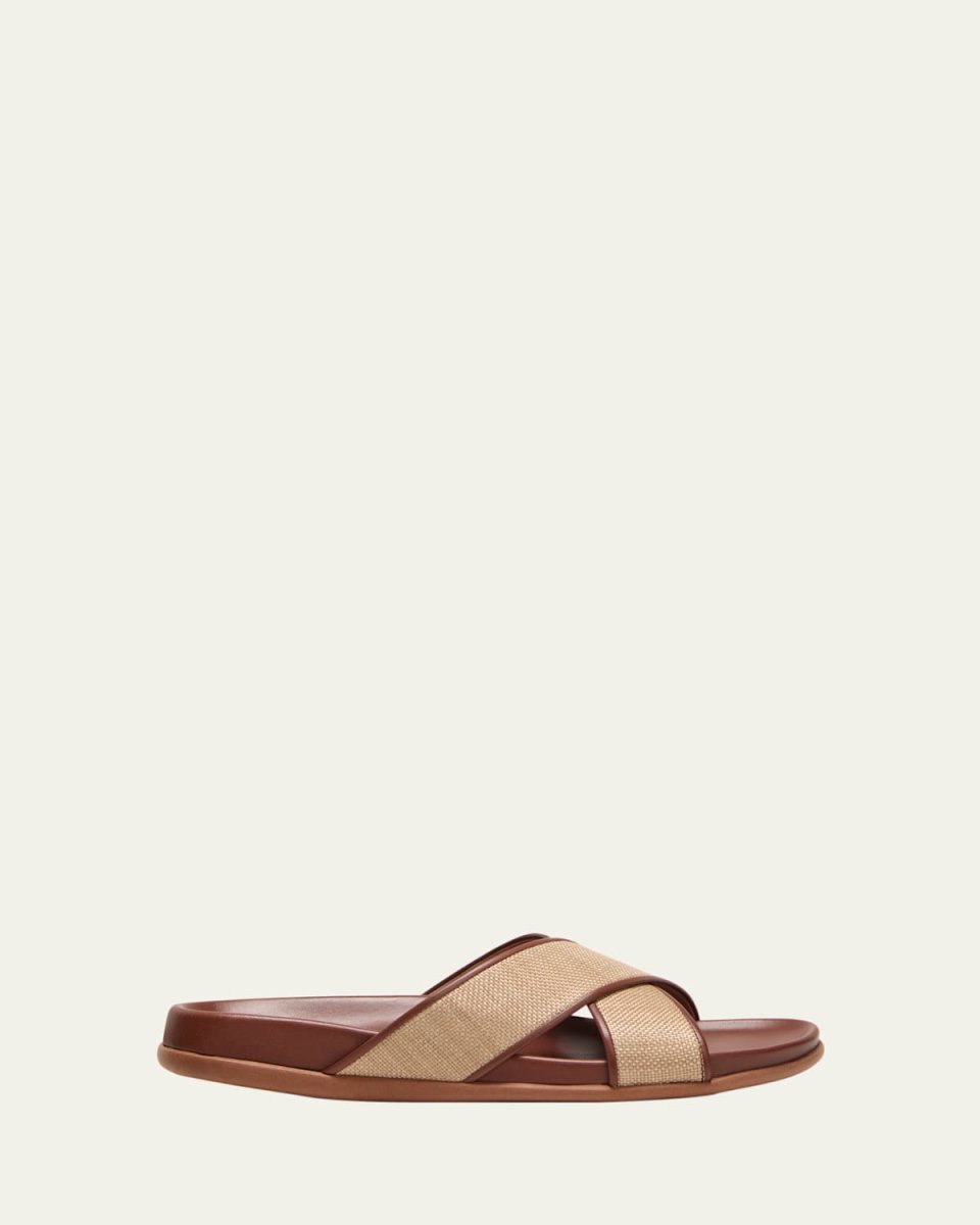 Thais Raffia Crisscross Slide Sandals