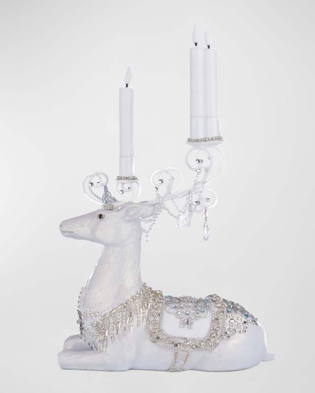 Crystal Christmas Sitting Deer Candle Holder