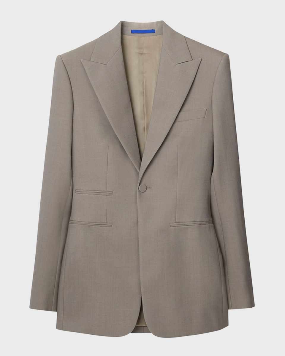 Single-Breasted Wool Blazer Jacket