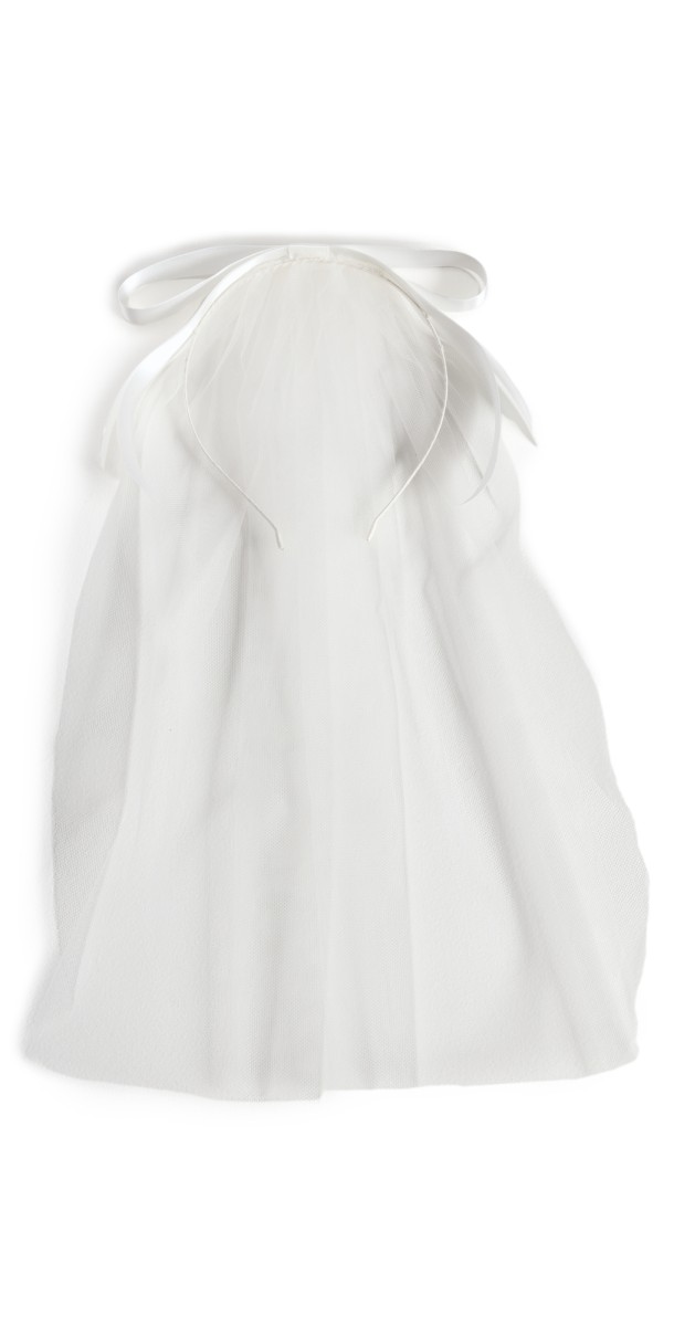 Jennifer Behr Gretta Bow Voilette Headband Cream