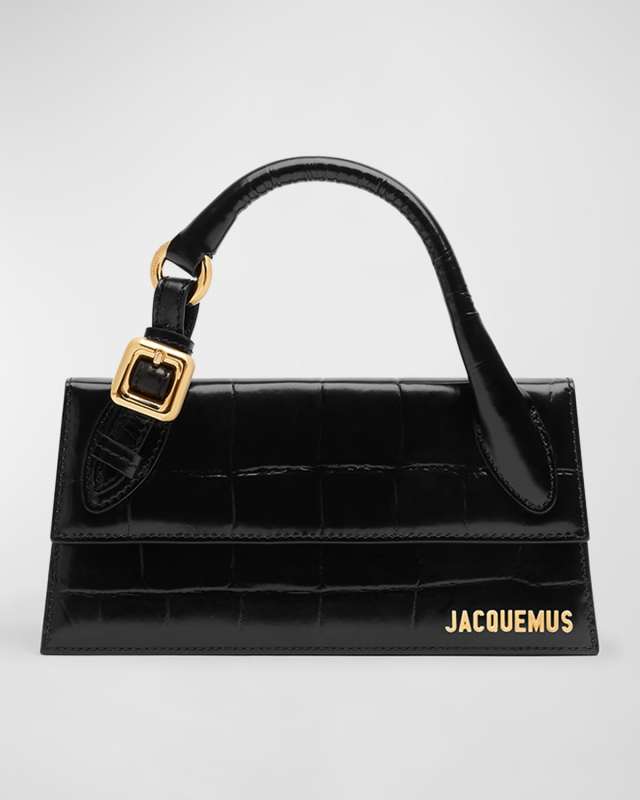 Le Chiquito Long Croc-Embossed Top-Handle Bag