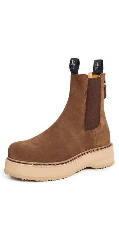 R13 Single Stack Chelsea Boots Brown Suede
