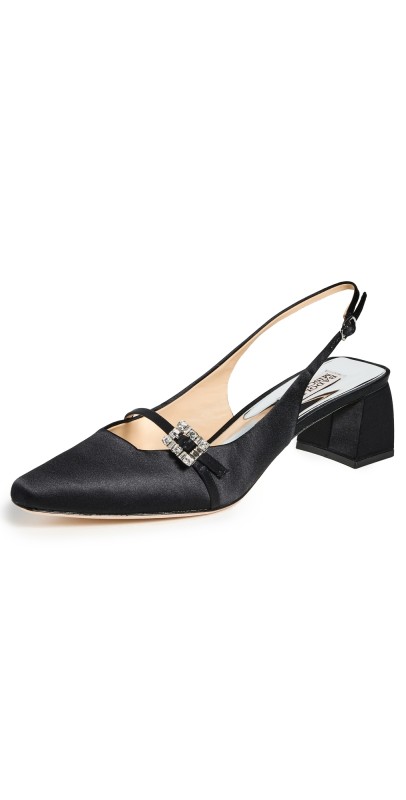 Badgley Mischka Buena Slingback Pumps Black Satin