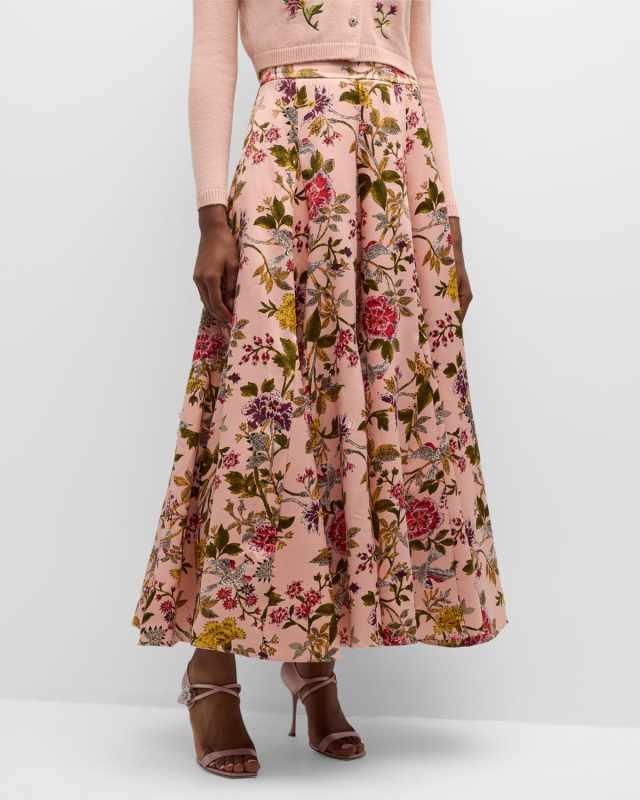 Hilda Gathered Floral-Print Maxi Skirt