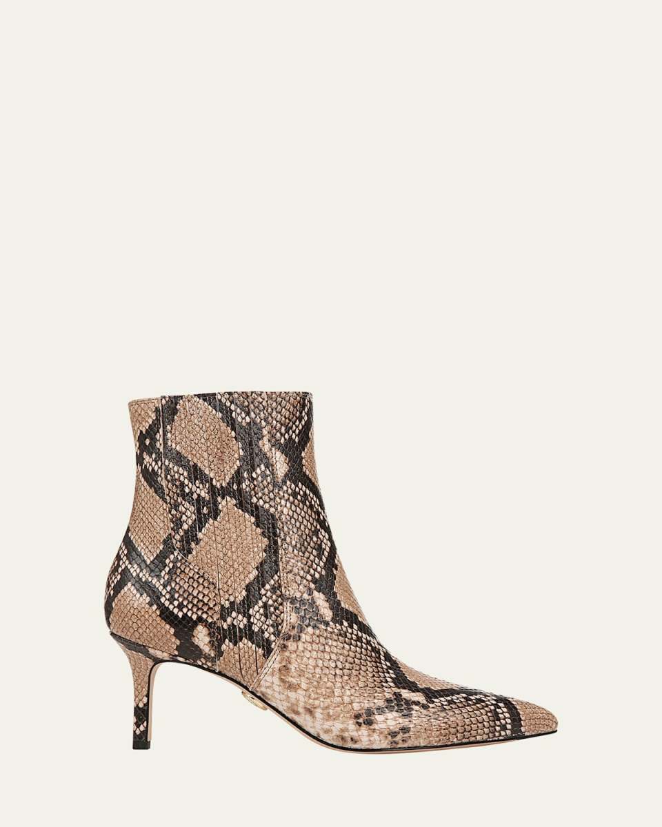 Lisa Snake-Embossed Stiletto Booties