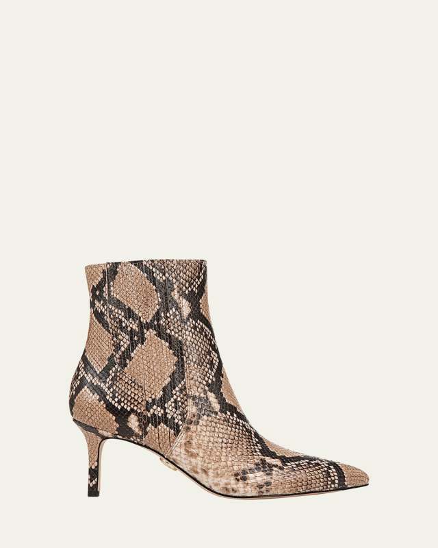 Lisa Snake-Embossed Stiletto Booties