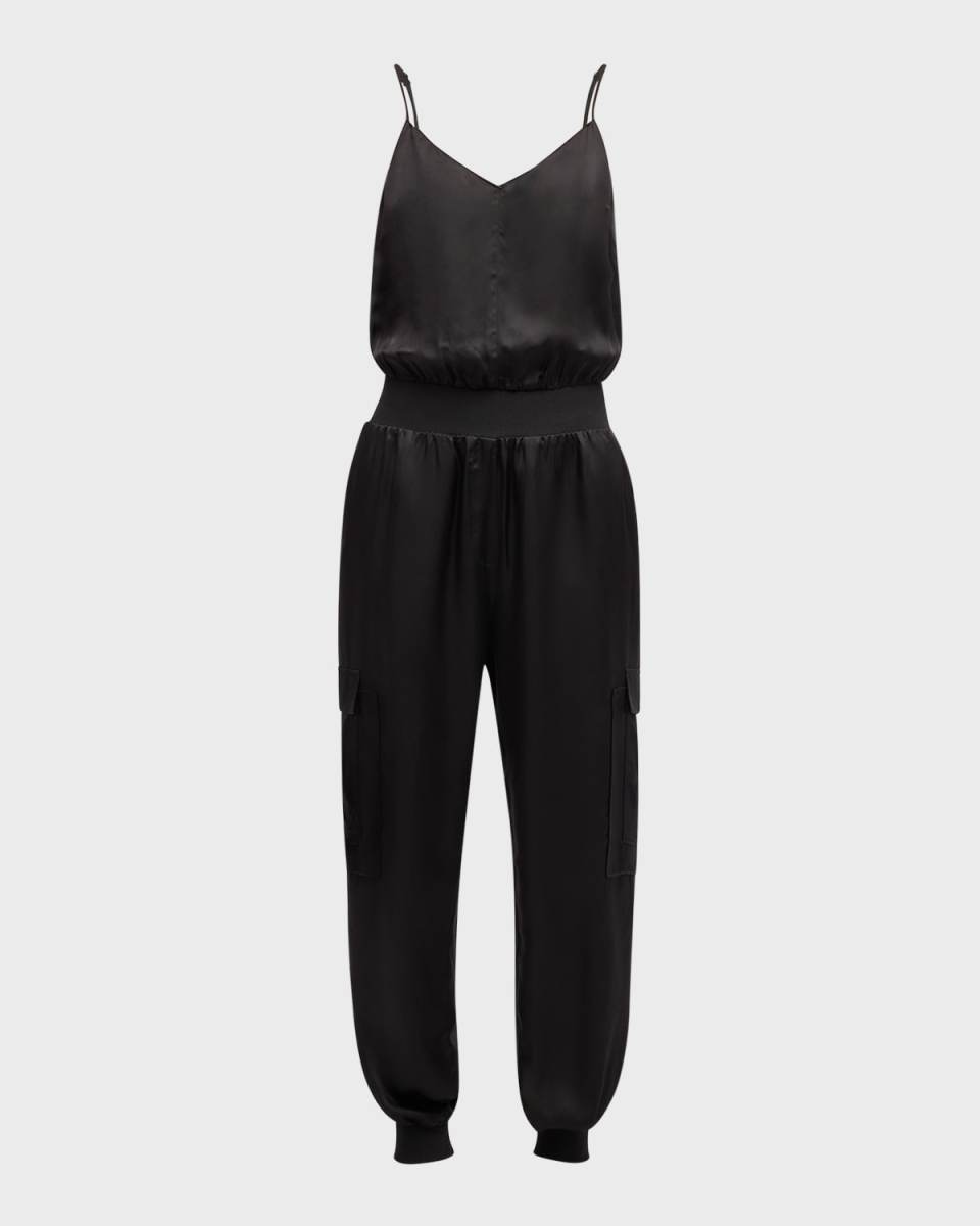 Amia Twill V-Neck Jumpsuit