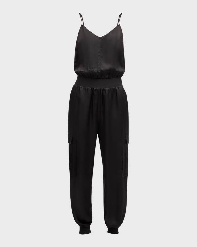 Amia Twill V-Neck Jumpsuit