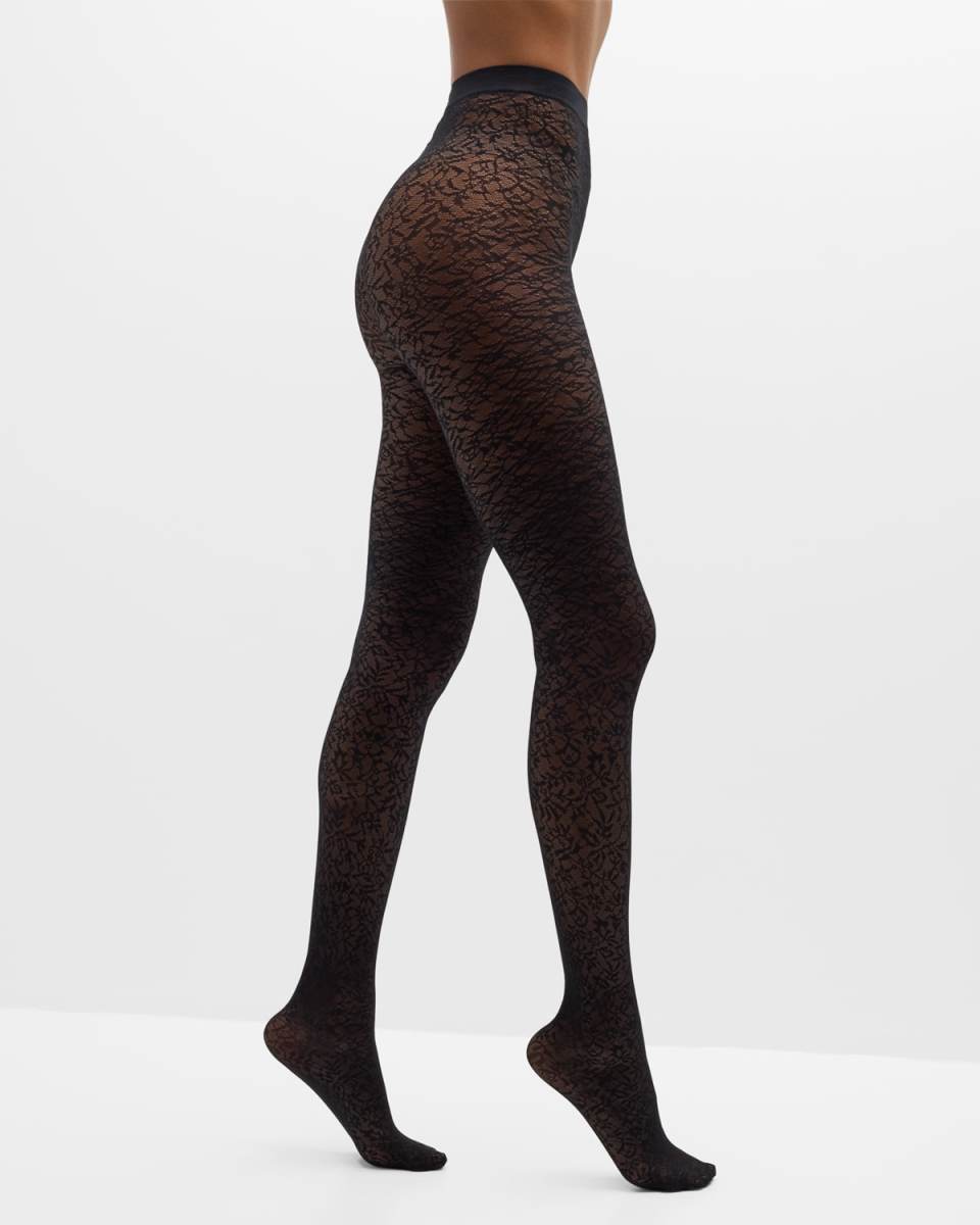 Sheer Floral Jacquard Tights