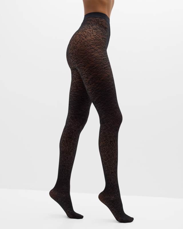 Sheer Floral Jacquard Tights