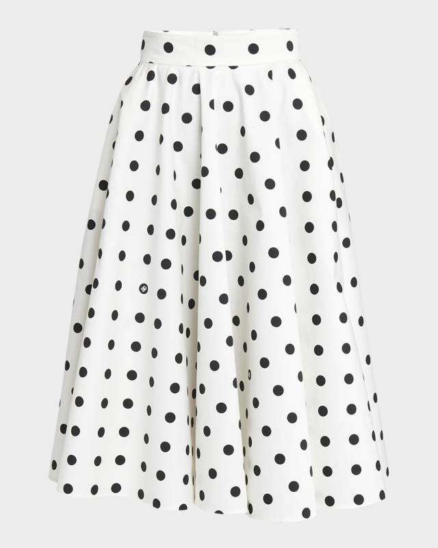 Polka-Dot Circle Midi Skirt