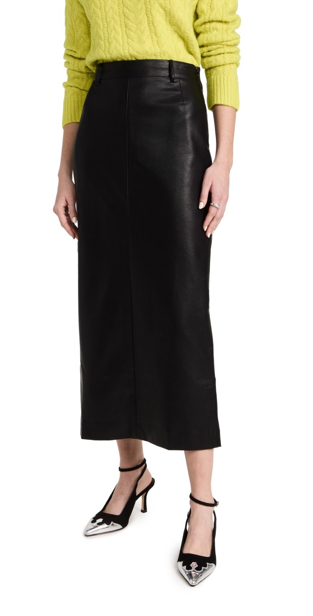 Pixie Market Yve Maxi Faux Leather Skirt Black
