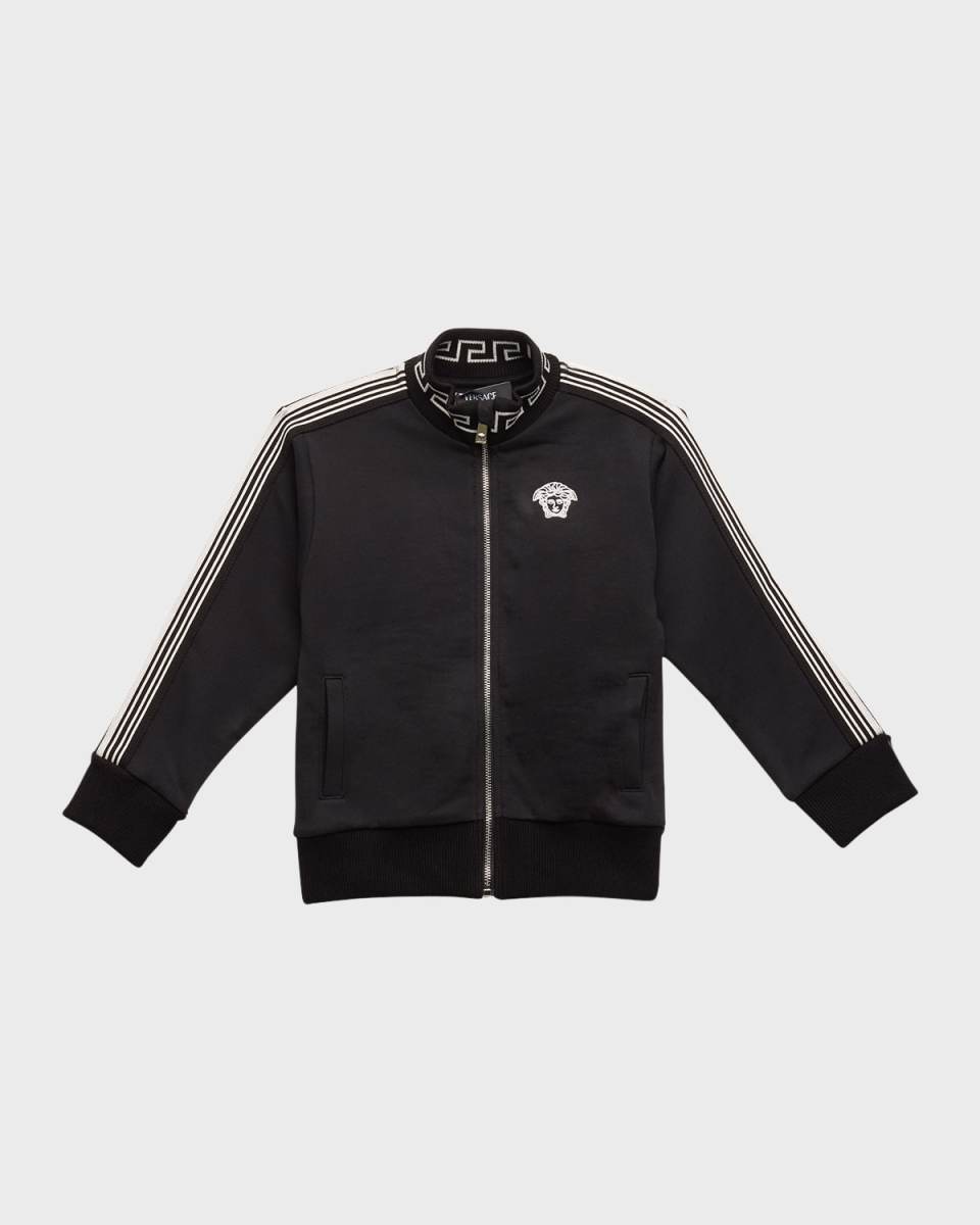 Boy's Greca Trim Collared Jacket, Size 4-6