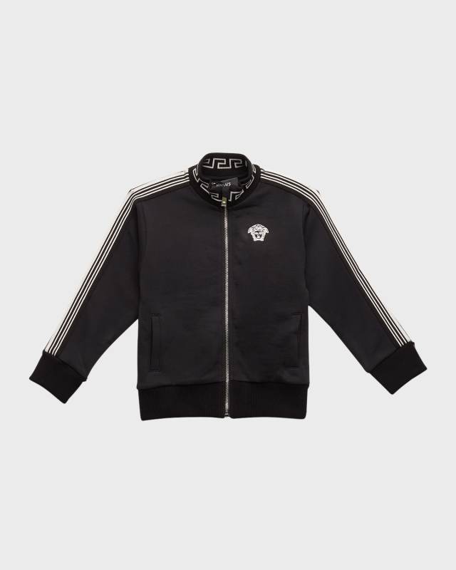 Boy's Greca Trim Collared Jacket, Size 4-6