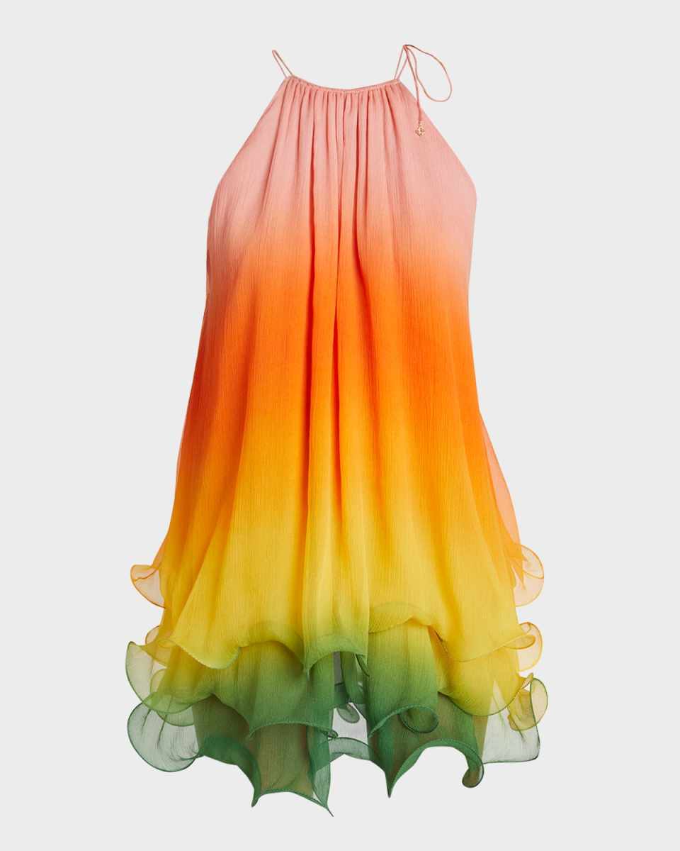 Gradient Ruffle Mini Dress