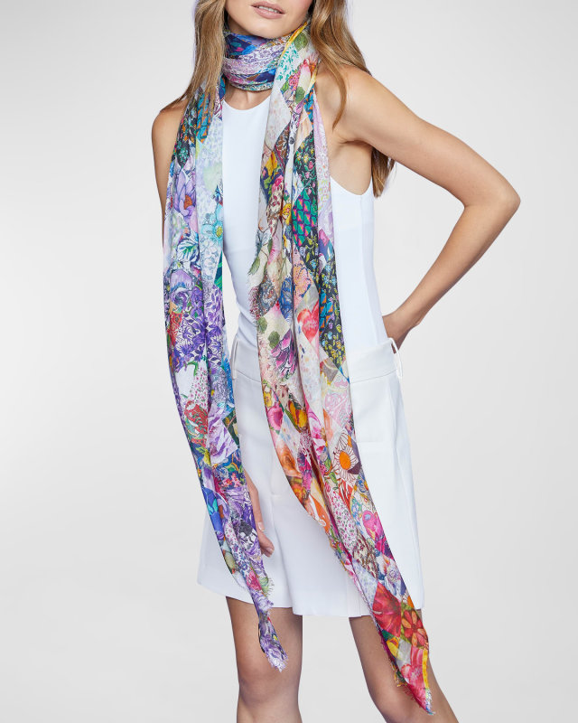 Multi-Floral Modal & Silk Scarf