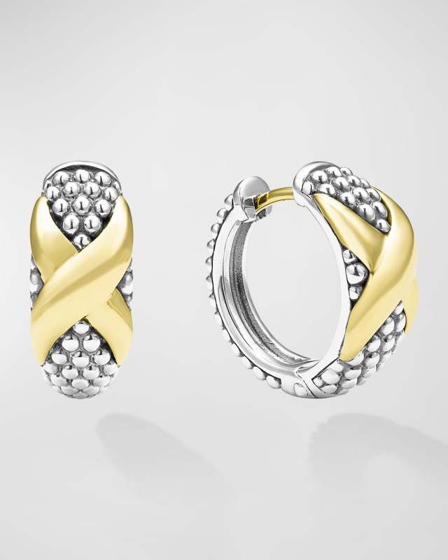 Embrace Two-Tone 18k X Huggie Hoop Earrings