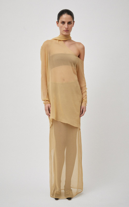 BEARE PARK Asymmetric Silk Georgette Neck Tie Top