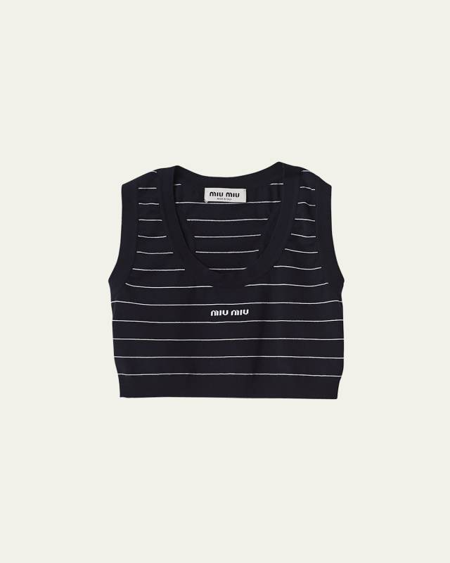 Logo Stripe Sleeveless Crop Top