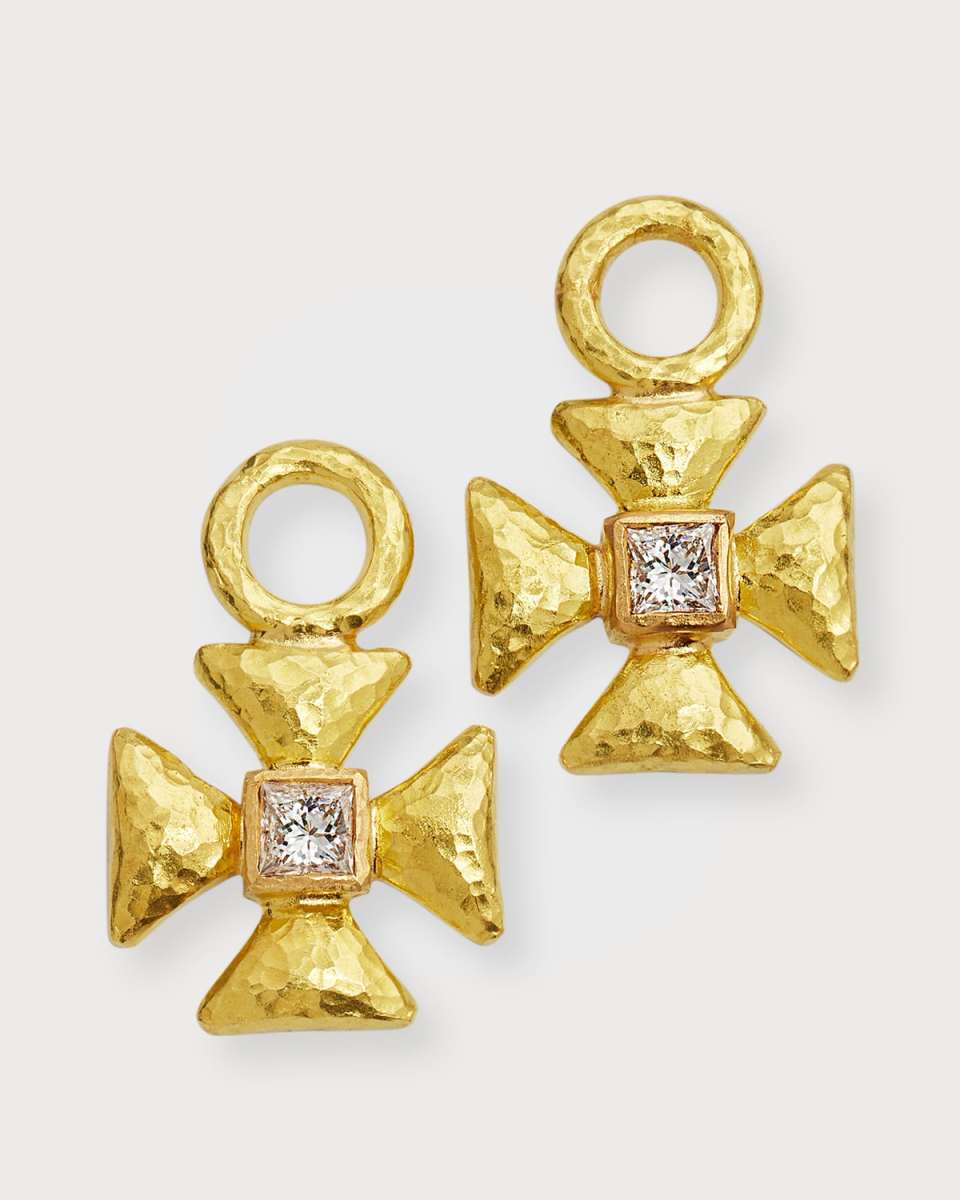 19k Diamond Maltese Cross Earring Pendants