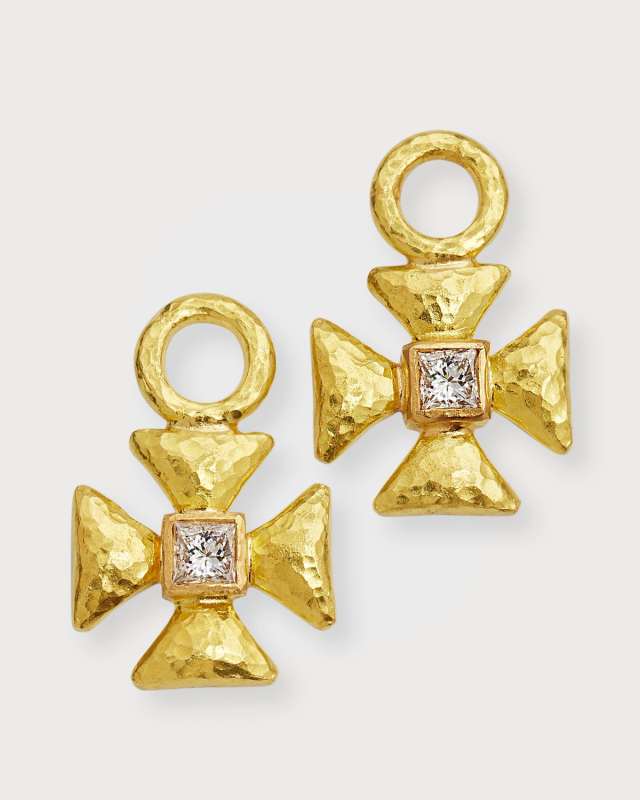 19k Diamond Maltese Cross Earring Pendants